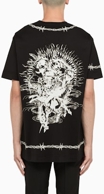 Givenchy FW21 Gothic Print Loose Fit Black T-Shirt BM71663Y6B-001 Details for Givenchy FW21 Gothic Print Loose Fit Black T-Shirt BM71663Y6B-001