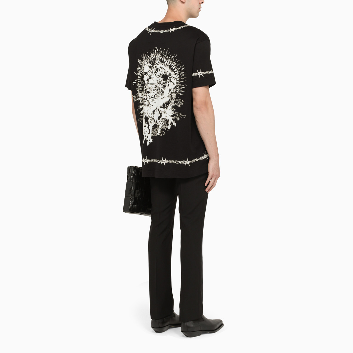 Sizing Givenchy FW21 Gothic Print Loose Fit Black T-Shirt BM71663Y6B-001