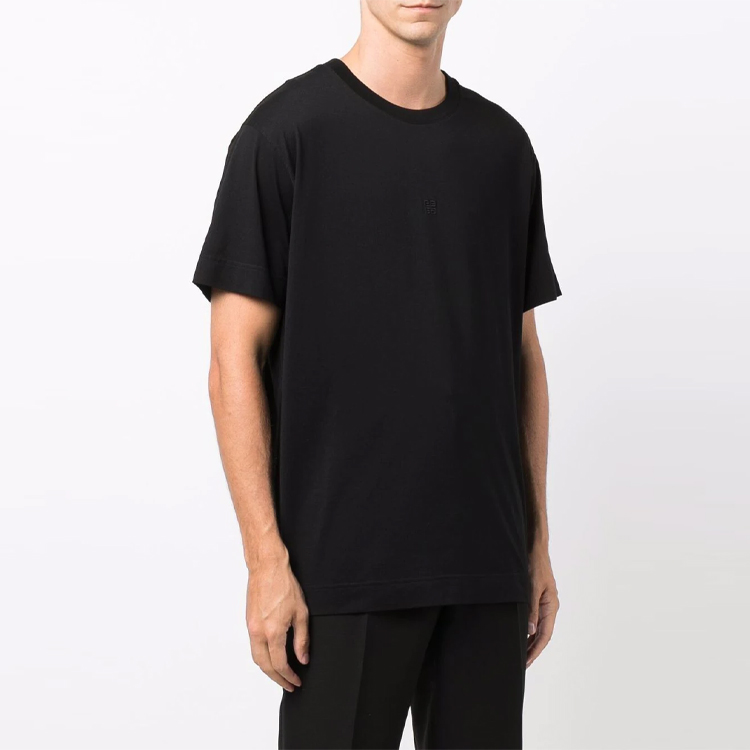 Shop Givenchy FW21 Kaos Pendek Logo Bordir Warna Hitam. BM714R3Y6B-001