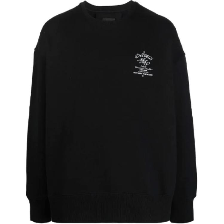 Givenchy FW21 Logo Print Crewneck Sweatshirt Black Sweater BMJ0DB3Y69-001