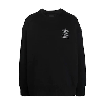 Givenchy FW21 Logo Print Crewneck Sweatshirt Black Sweater BMJ0DB3Y69-001