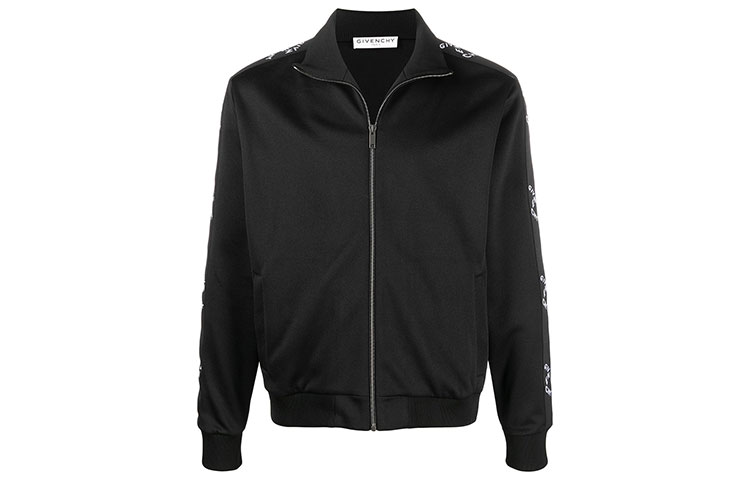 Givenchy FW21 Logo Tape Track Jacket Black BMJ0A030AE-001
