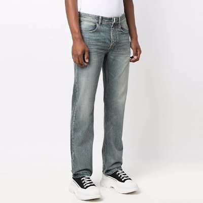 Givenchy FW21 Jeans Pria Biru Mid-Rise Straight-Leg Distressed BM50UY5Y1C-420 Shop Givenchy FW21 Jeans Pria Biru Mid-Rise Straight-Leg Distressed BM50UY5Y1C-420