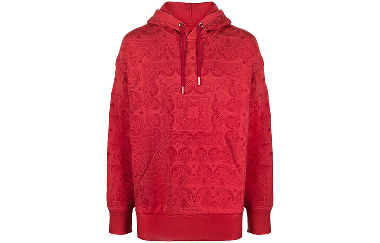 Givenchy FW21 Red Logo Print Oversized Hoodie Men’s Long Sleeve BMJ0D93Y69-640