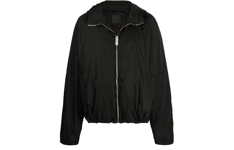 Givenchy FW21 Slogan Print Black Hooded Jacket for Men BM00TP1YA4-009