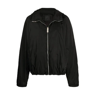 Givenchy FW21 Slogan Print Black Hooded Jacket for Men BM00TP1YA4-009