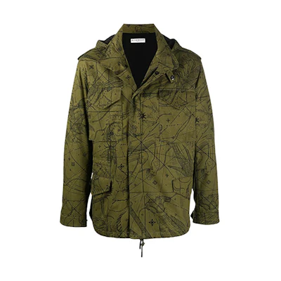 Givenchy FW21 Star Letter Print Hoodie Jacket Men’s Dark Green BM00GG133A-308