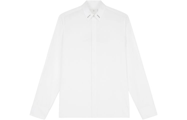 Order Givenchy FW21 Kemeja Putih Lengan Panjang dengan Detail Logo Gesper Logam. BM60QK109F-100