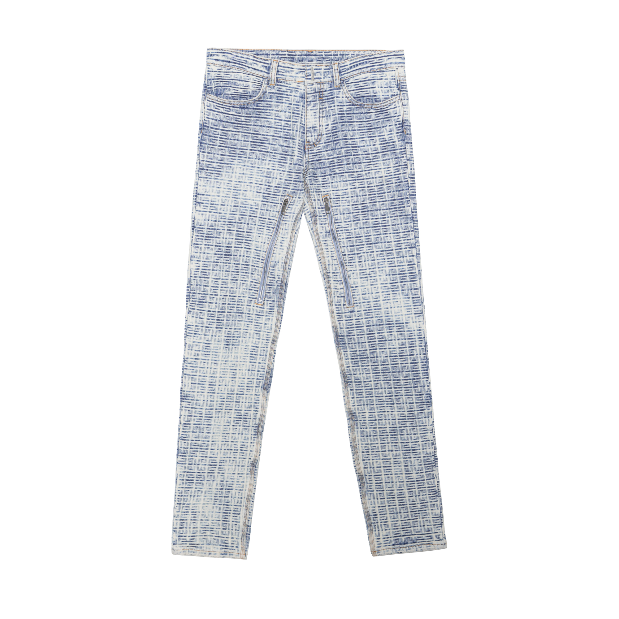 GIVENCHY FW22 4G Bleached Skinny Jeans  Light Blue Denim Pants BM513J5Y31-490