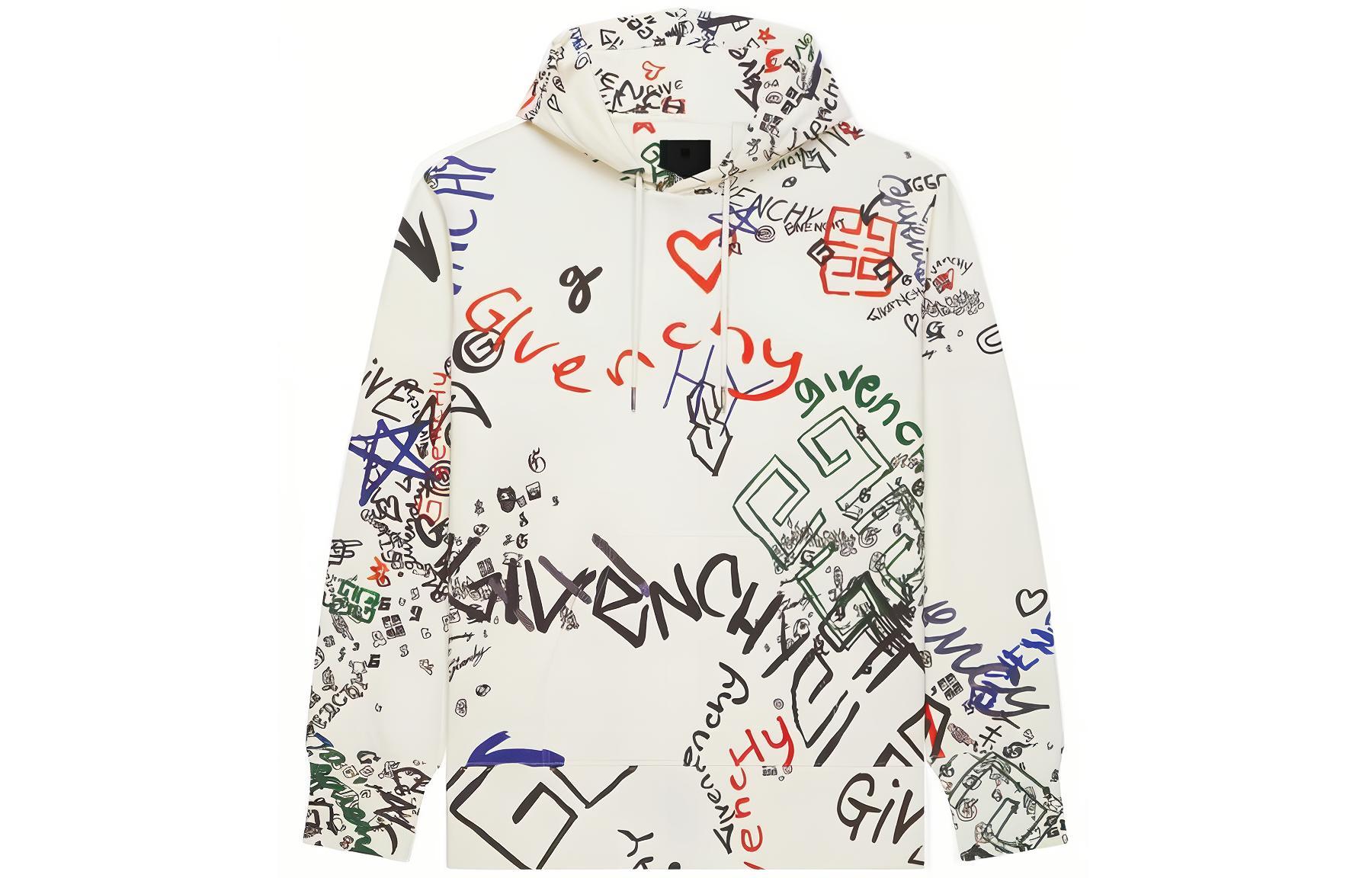 GIVENCHY FW22  Beige Hoodie with Logo Letter Pattern Print. BMJ0GK30W3-960
