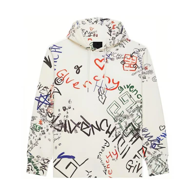 GIVENCHY FW22 Beige Hoodie with Logo Letter Pattern Print. BMJ0GK30W3-960