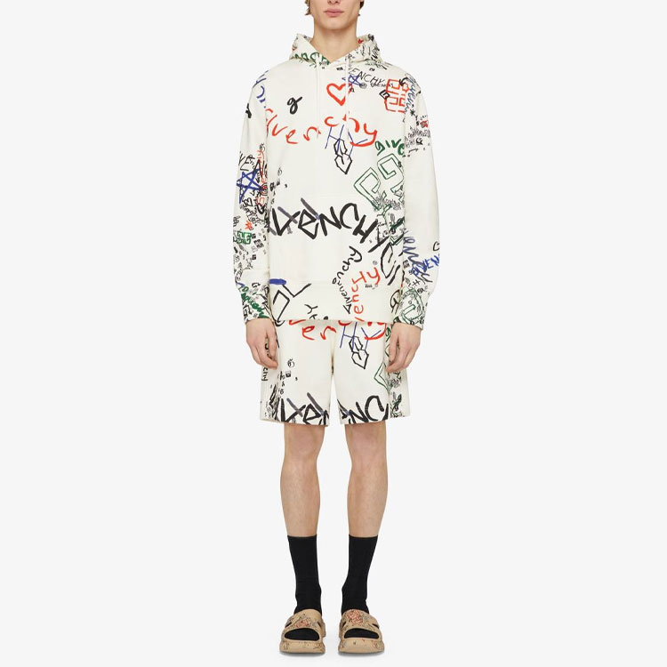 Shop 紀梵希 FW22 米色連帽衫 標誌字母圖案印花 BMJ0GK30W3-960