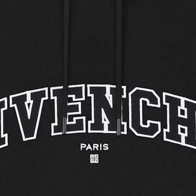 지방시 FW22 블랙 후드티 로고 프린트 및 드로스트링. BMJ0HC3Y8Q-001 Details for 지방시 FW22 블랙 후드티 로고 프린트 및 드로스트링. BMJ0HC3Y8Q-001