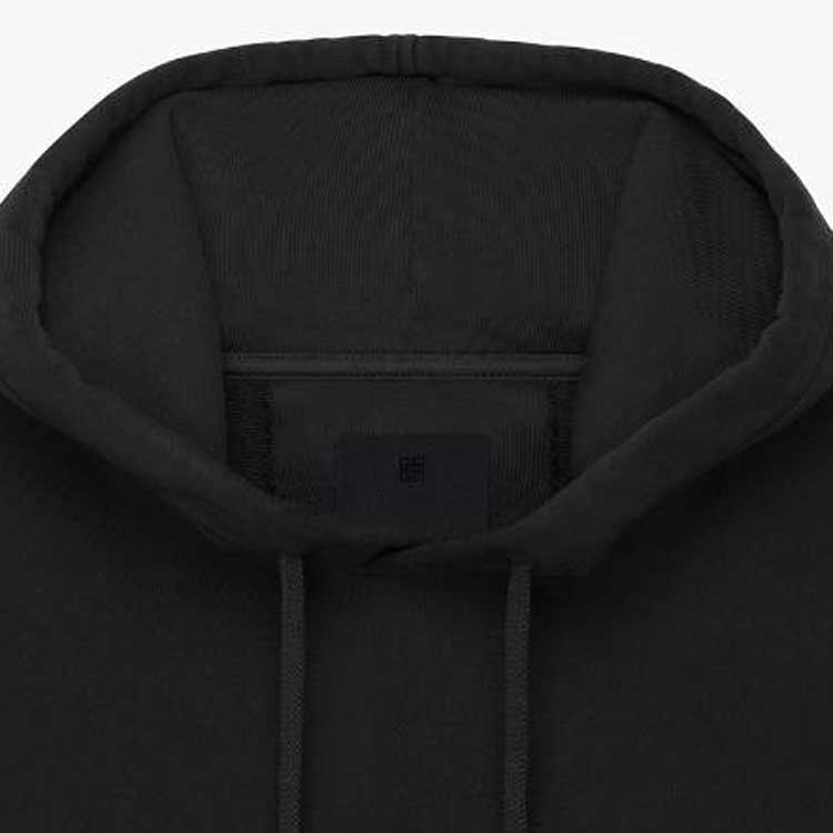 Sizing 지방시 FW22 블랙 후드티 로고 프린트 및 드로스트링. BMJ0HC3Y8Q-001