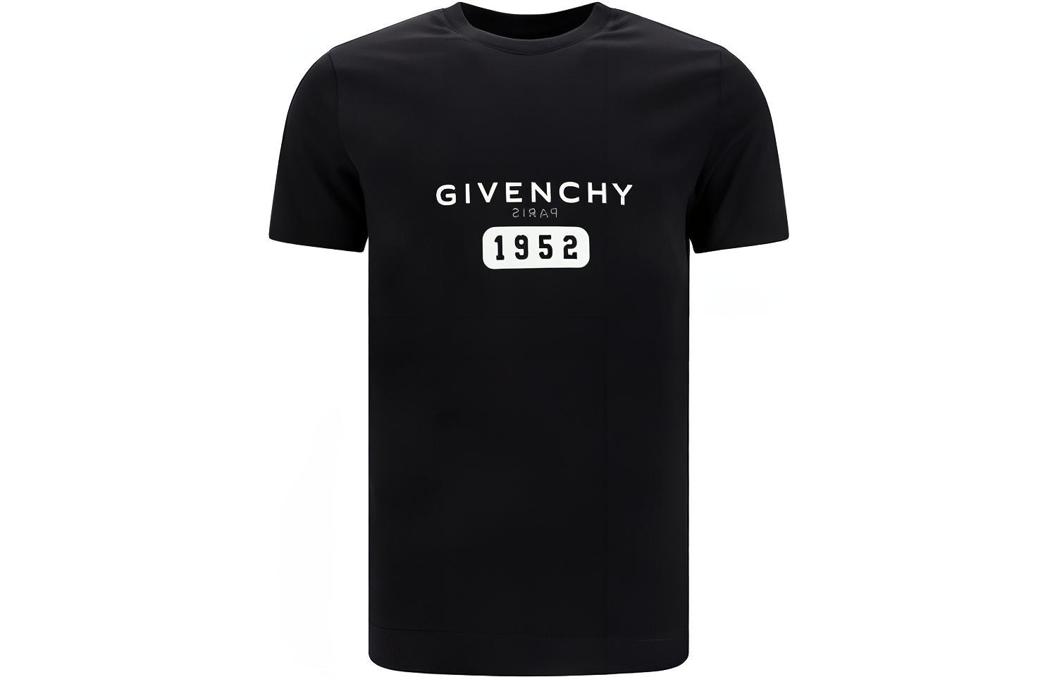 GIVENCHY FW22  Black Logo Print Short Sleeve T-Shirt. BM716G3Y87-001