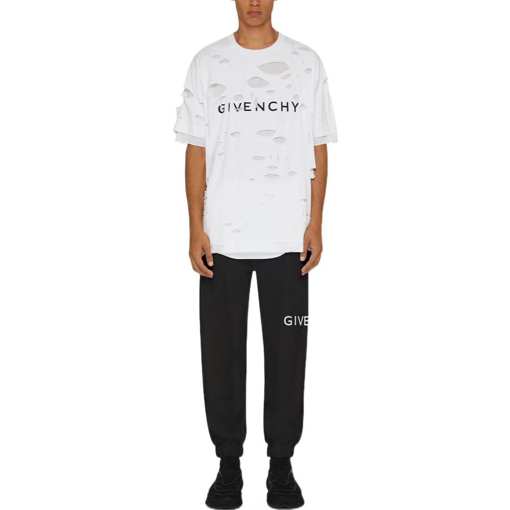 Shop Givenchy FW22  Black Loose Knit Sweatpants with Letter Print. BM514M3YAC-001