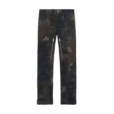 Givenchy FW22 Black Ripped Camouflage Printed Straight-Leg Jeans BM50W250PD-001
