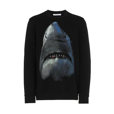 GIVENCHY FW22 Black Shark Print Crewneck Long Sleeve Sweatshirt BM704C3Y0V-001