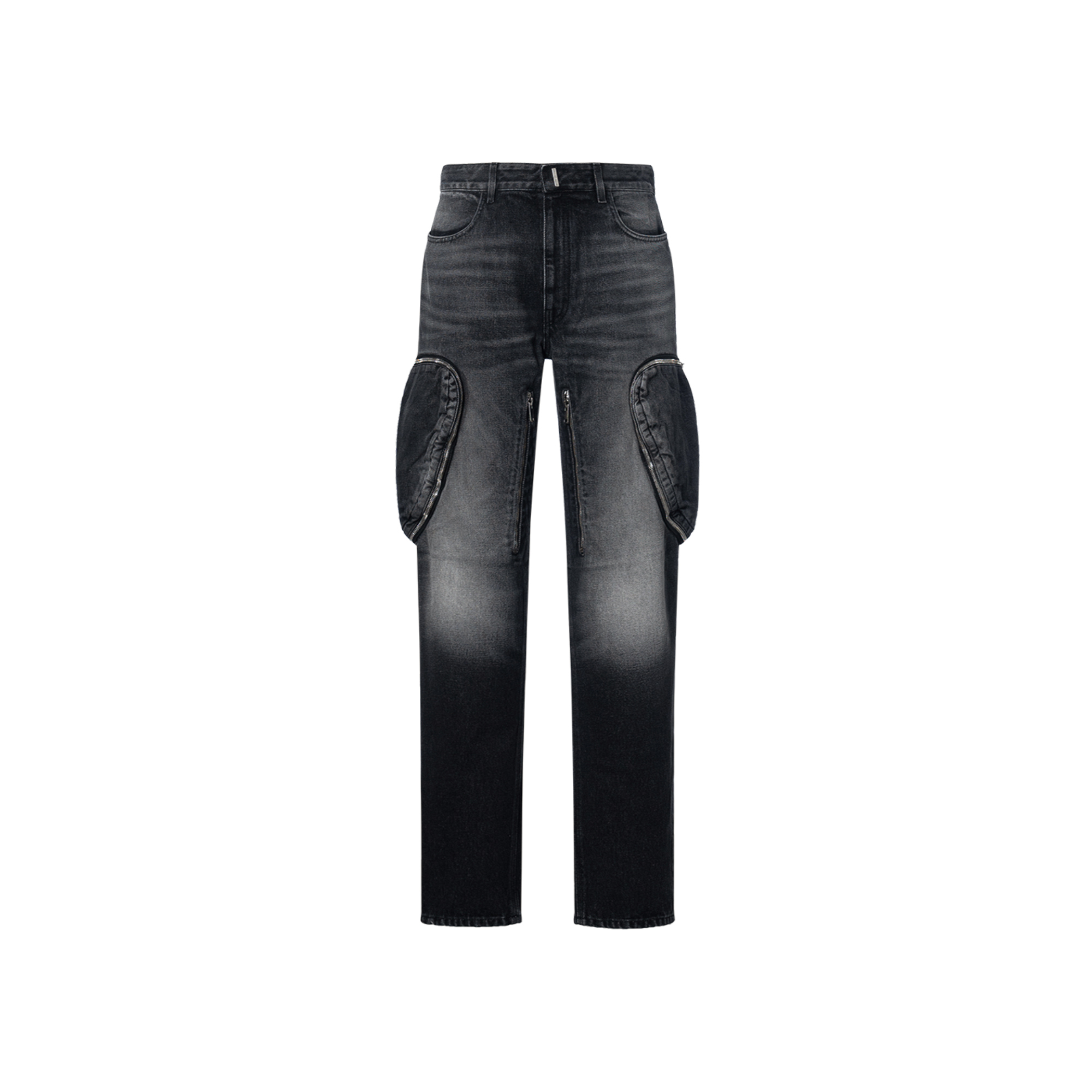 Givenchy FW22  Black Tapered Mid-Waist Denim Jeans with Utility Pockets BM514W5Y3K-004