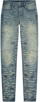 GIVENCHY FW22 Distressed Slim Straight Jeans in Mid Blue. BM50ST5Y3J-420 GIVENCHY FW22 Distressed Slim Straight Jeans in Mid Blue. BM50ST5Y3J-420