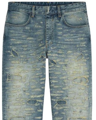 GIVENCHY FW22 Jeans Slim Straight Distressed Biru Tengah. BM50ST5Y3J-420 Details for GIVENCHY FW22 Jeans Slim Straight Distressed Biru Tengah. BM50ST5Y3J-420