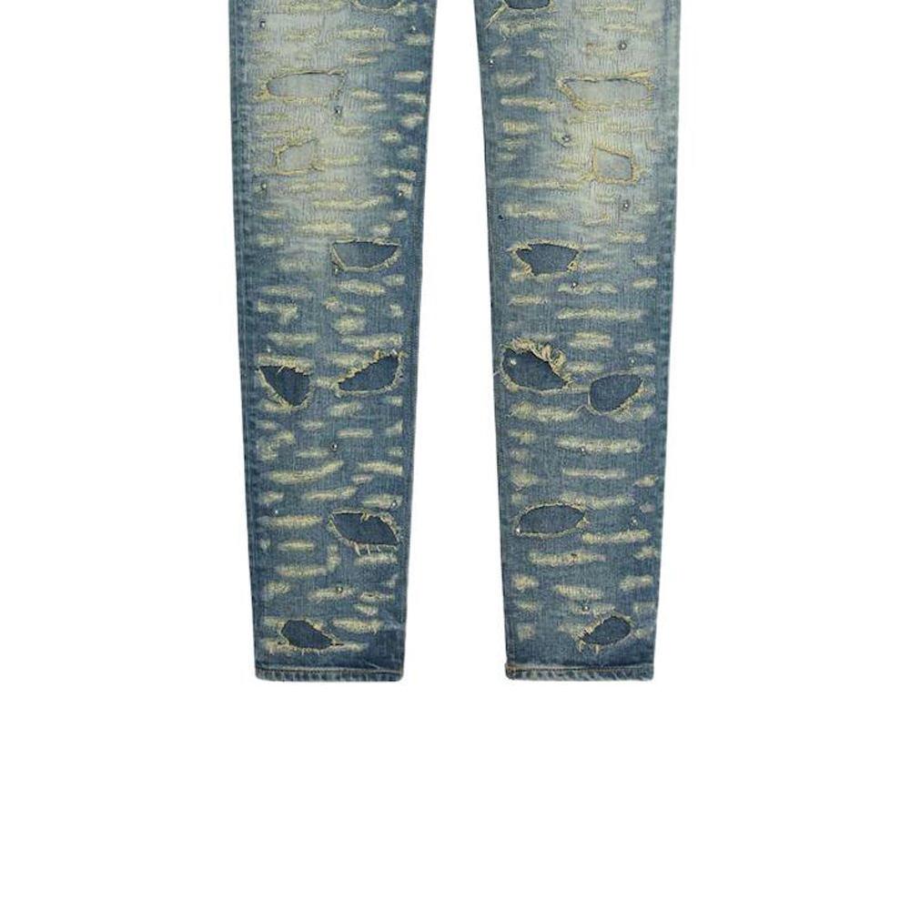 Sizing GIVENCHY FW22 Jeans Slim Straight Distressed Biru Tengah. BM50ST5Y3J-420