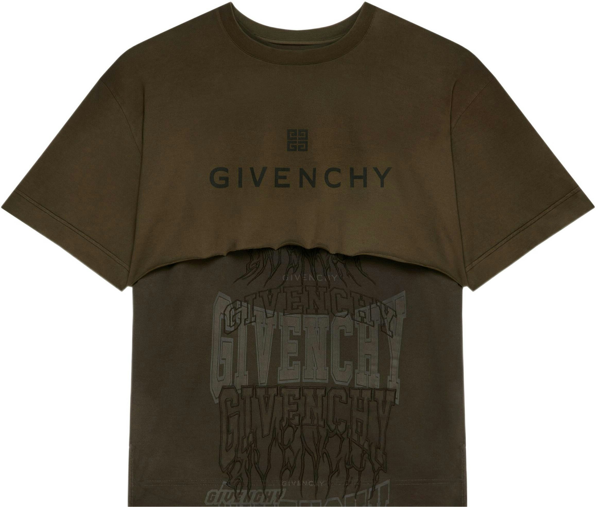 givenchy-fw-22-green-layered-logo-print-casual-short-sleeve-t-shirt-bm-71-ff-3-y8-v-309