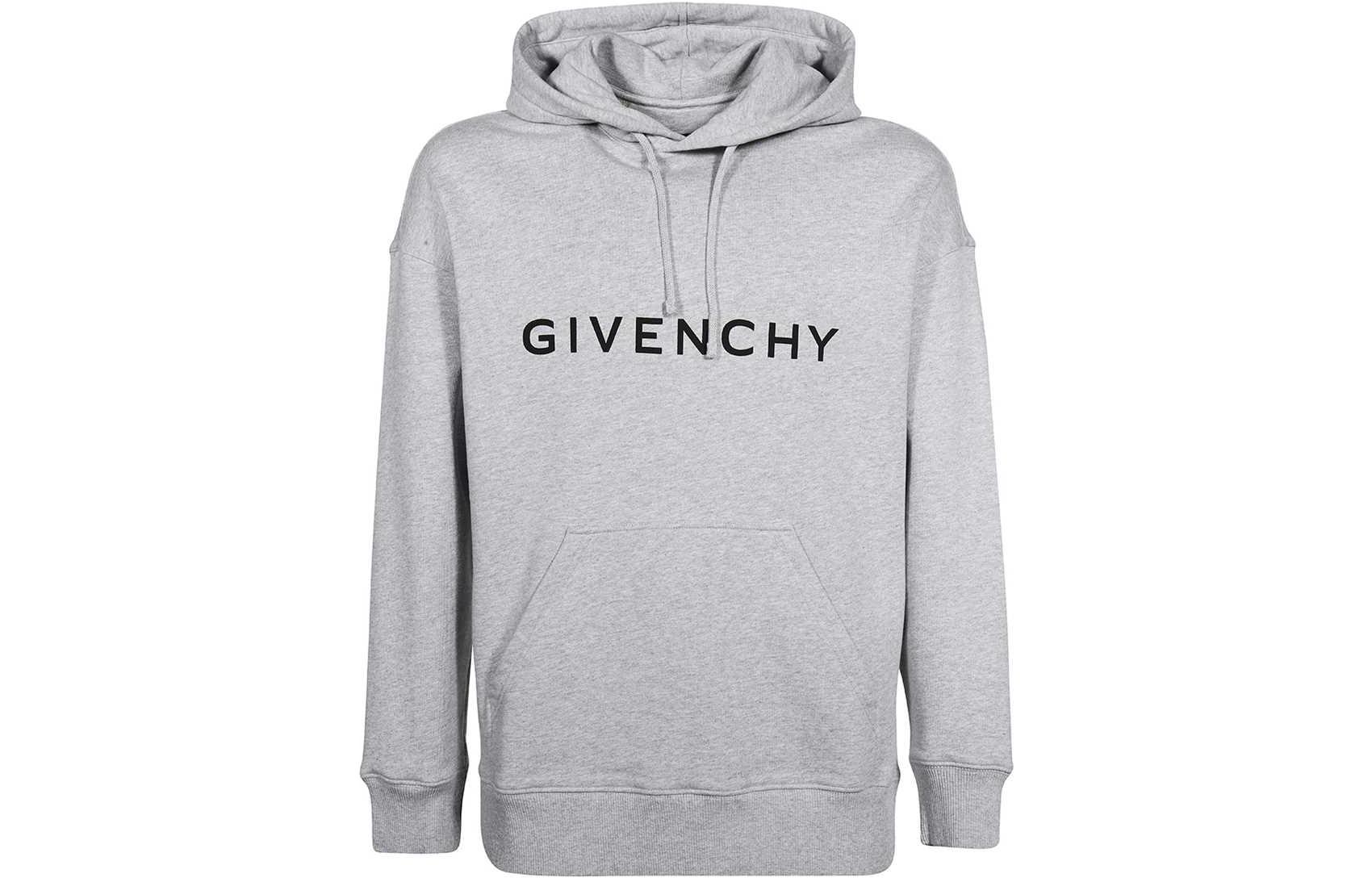 GIVENCHY FW22  Grey Hoodie with Letter Embroidery. BMJ0HC3YAC-055