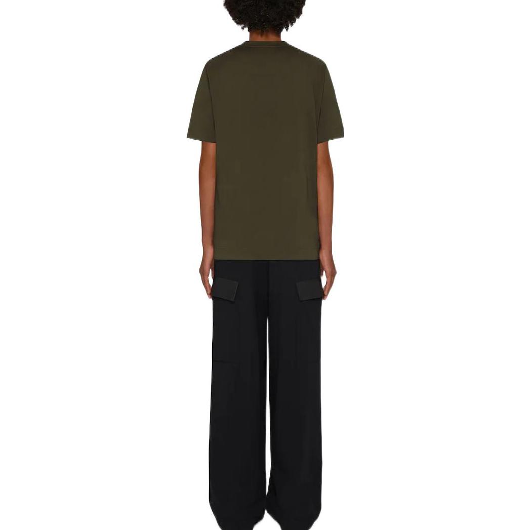 Shop Givenchy FW22  Olive Green Logo Print Crewneck T-Shirt BM716N3Y7N-309