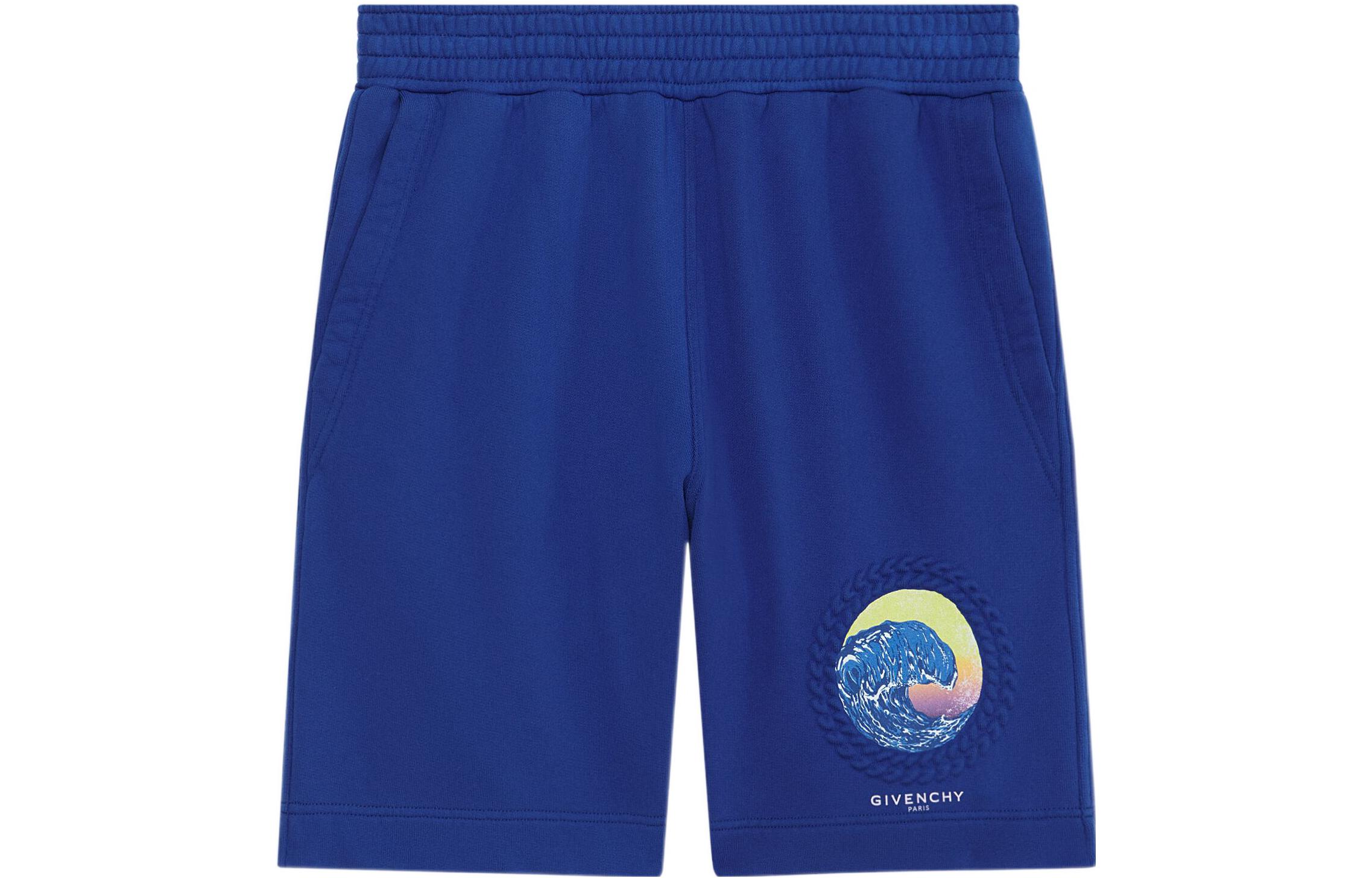 GIVENCHY FW22  Oversized Casual Solid Color Shorts Ocean Blue BM51373Y78-426