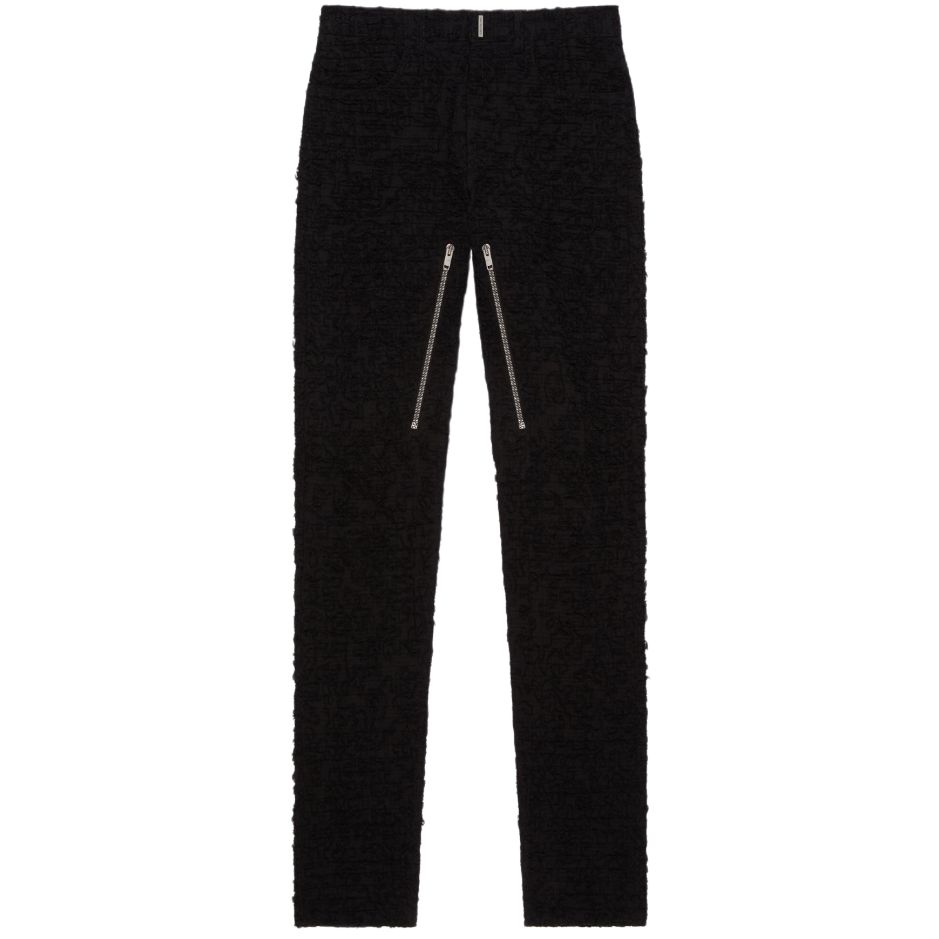 Givenchy FW22  Slim Fit Logo Zip Jeans Black BM512W5Y2U-001