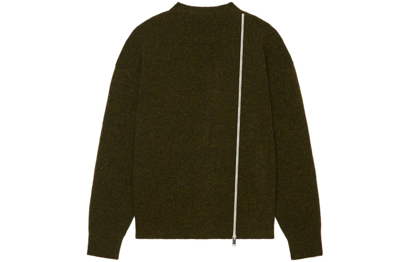 Lookbook Givenchy 2022秋冬 深绿色V领拉链套头毛衣. BM90KU4YC4-301