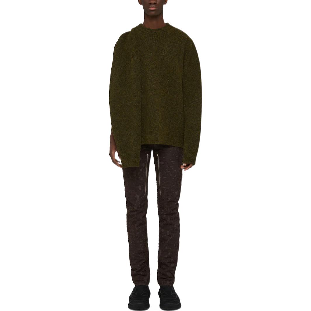 Shop Givenchy 2022秋冬 深绿色V领拉链套头毛衣. BM90KU4YC4-301