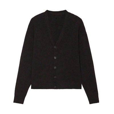 GIVENCHY FW22 V-Neck Knit Cardigan with Back Zipper Dark Brown BM90KV4YC4-200