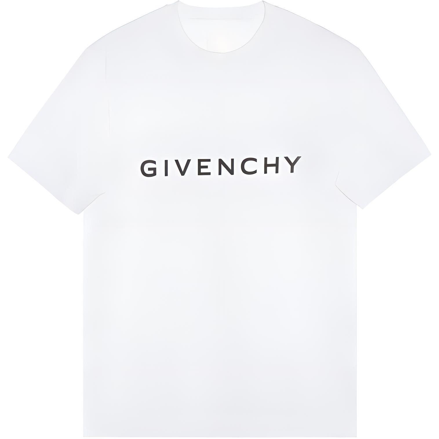 GIVENCHY FW22  White Letter Logo Print Short Sleeve T-Shirt. BM716G3YAC-100