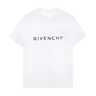 GIVENCHY FW22 White Letter Logo Print Short Sleeve T-Shirt. BM716G3YAC-100