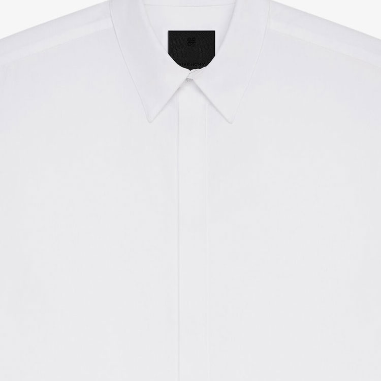 Details for GIVENCHY FW22 Kemeja Putih Polos Lengan Panjang Leher Kotak Kancing. BM60PQ146X-100