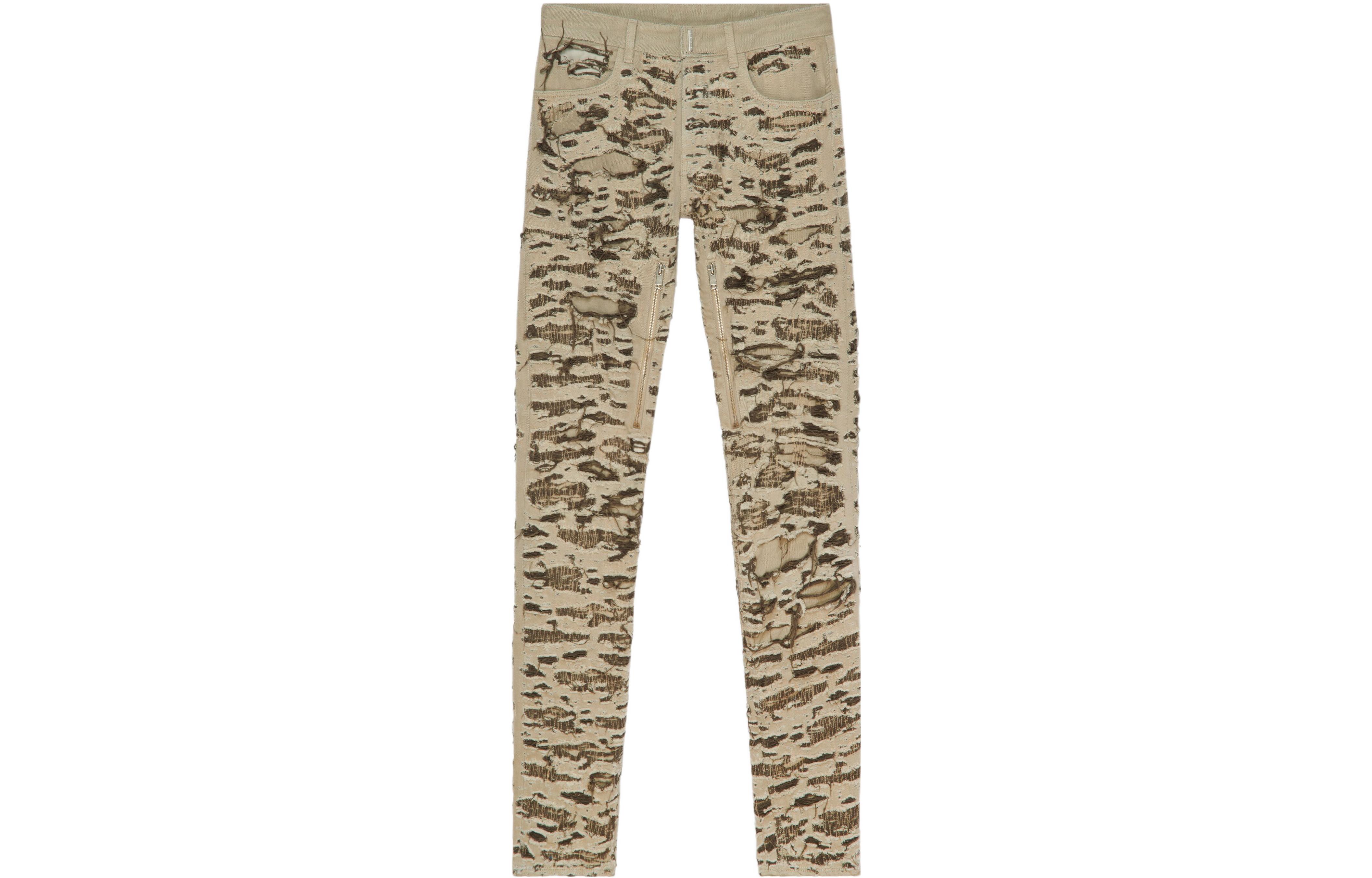 Order GIVENCHY FW22 Jeans Kuning Straight-Leg Distressed Stitch BM512W5Y3L-200