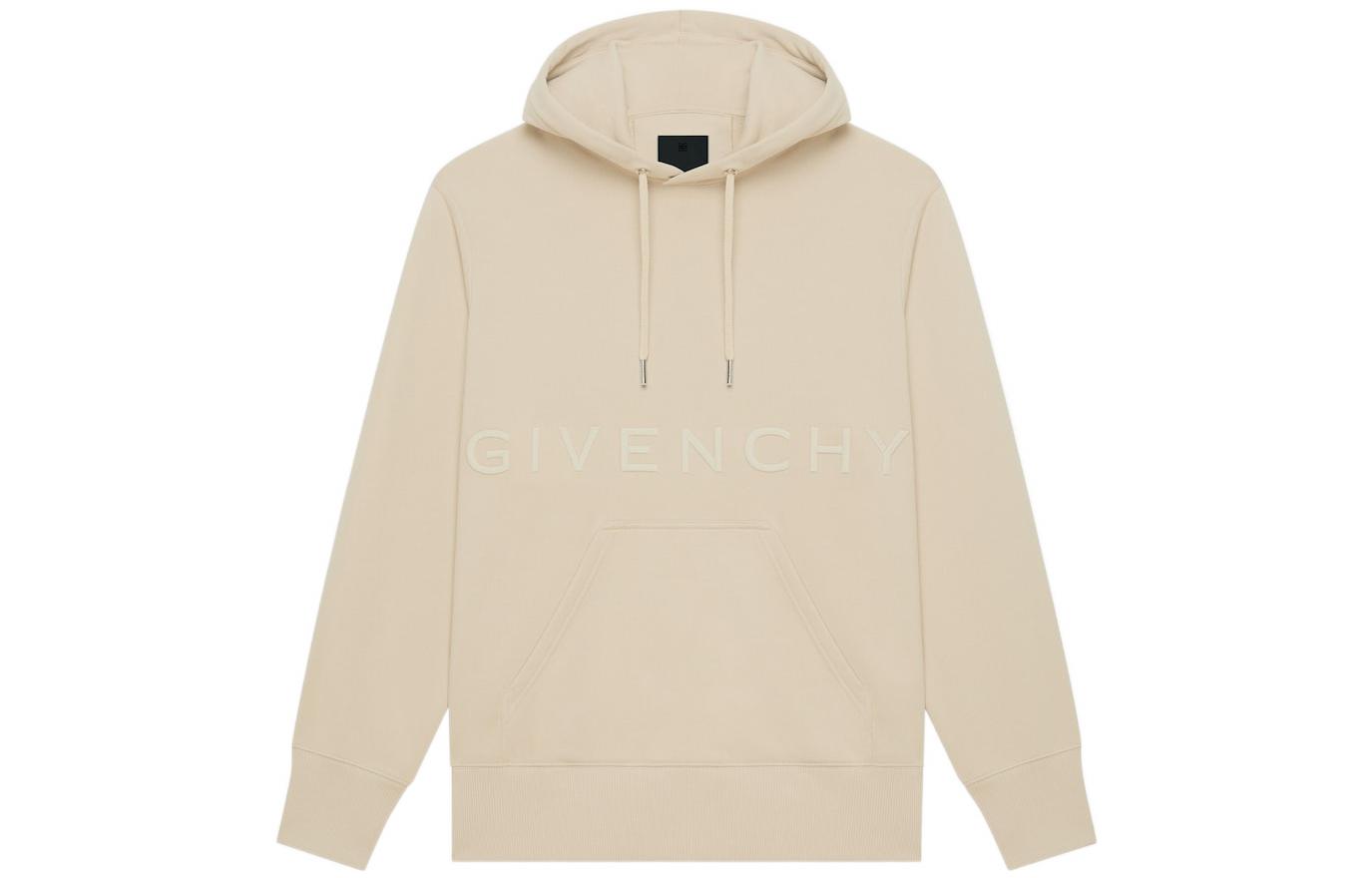 Givenchy FW22 Beige Plain Logo Embroidered Hoodie BMJ0CQ3Y6V-270