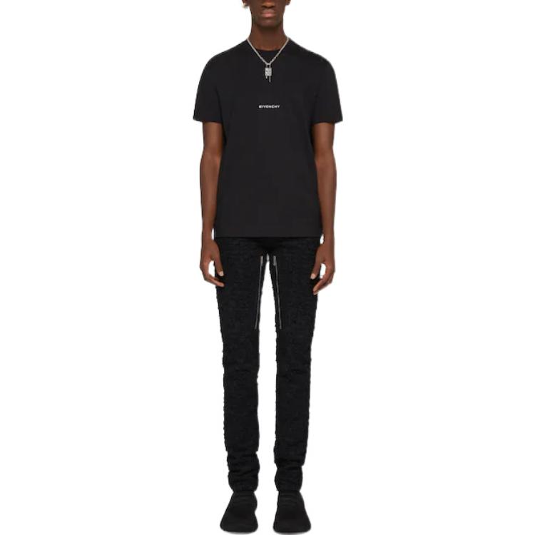 Shop GIVENCHY FW22 黑色十字標誌印花圓領T恤 BM71DG3Y6B-001
