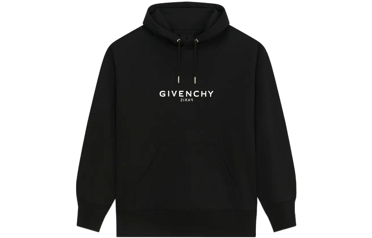 Givenchy FW22 Black Hoodie with Logo Letter Print Long Sleeves BMJ0HC3Y8N-001