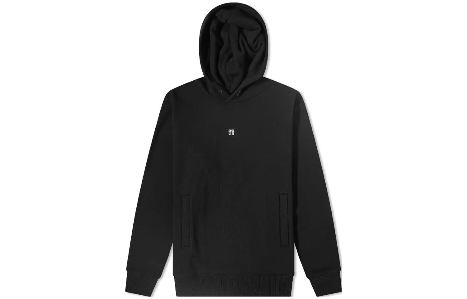 Givenchy FW22 Black Hoodie with Solid Logo Print for Men BMJ0GT3Y78-001