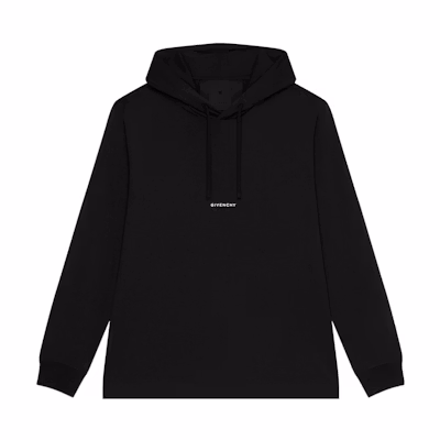 Givenchy FW22 Black Logo Hoodie Long Sleeve T-Shirt for Men. BM71F73Y6B-001