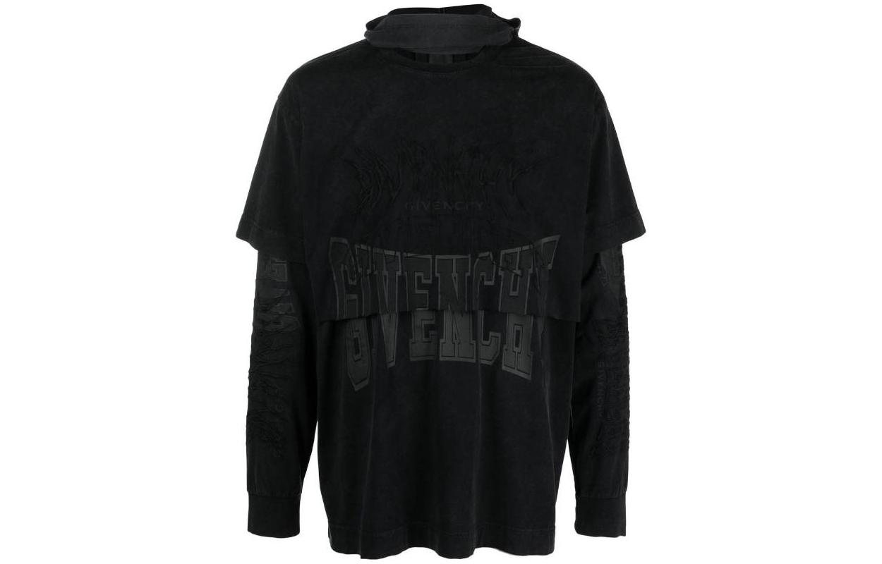Givenchy FW22 Black Loose Fit Letter Logo Print Layered Sweatshirt BM71FM3Y8U011