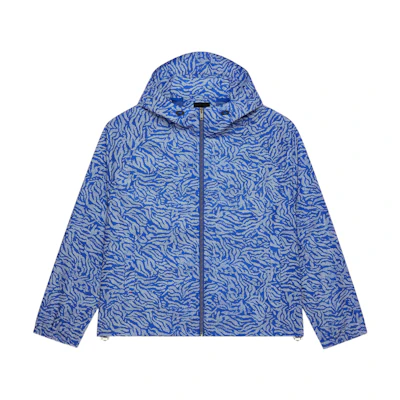 Givenchy FW22 Blue All-Over Print Hooded Windbreaker Jacket for Men BM00XQ14EE-490