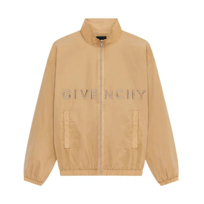 Givenchy FW22 Brown Logo Embroidered Zip-Up Jacket for Men BM00RN140N-280