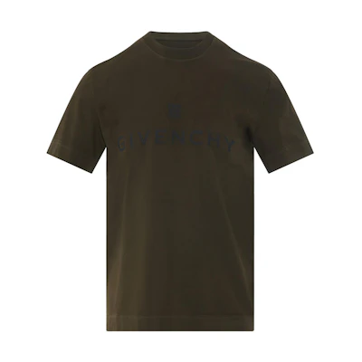 GIVENCHY FW22 Brown Logo Print Crew Neck Short-Sleeve T-Shirt for Men. BM716G3Y7N309