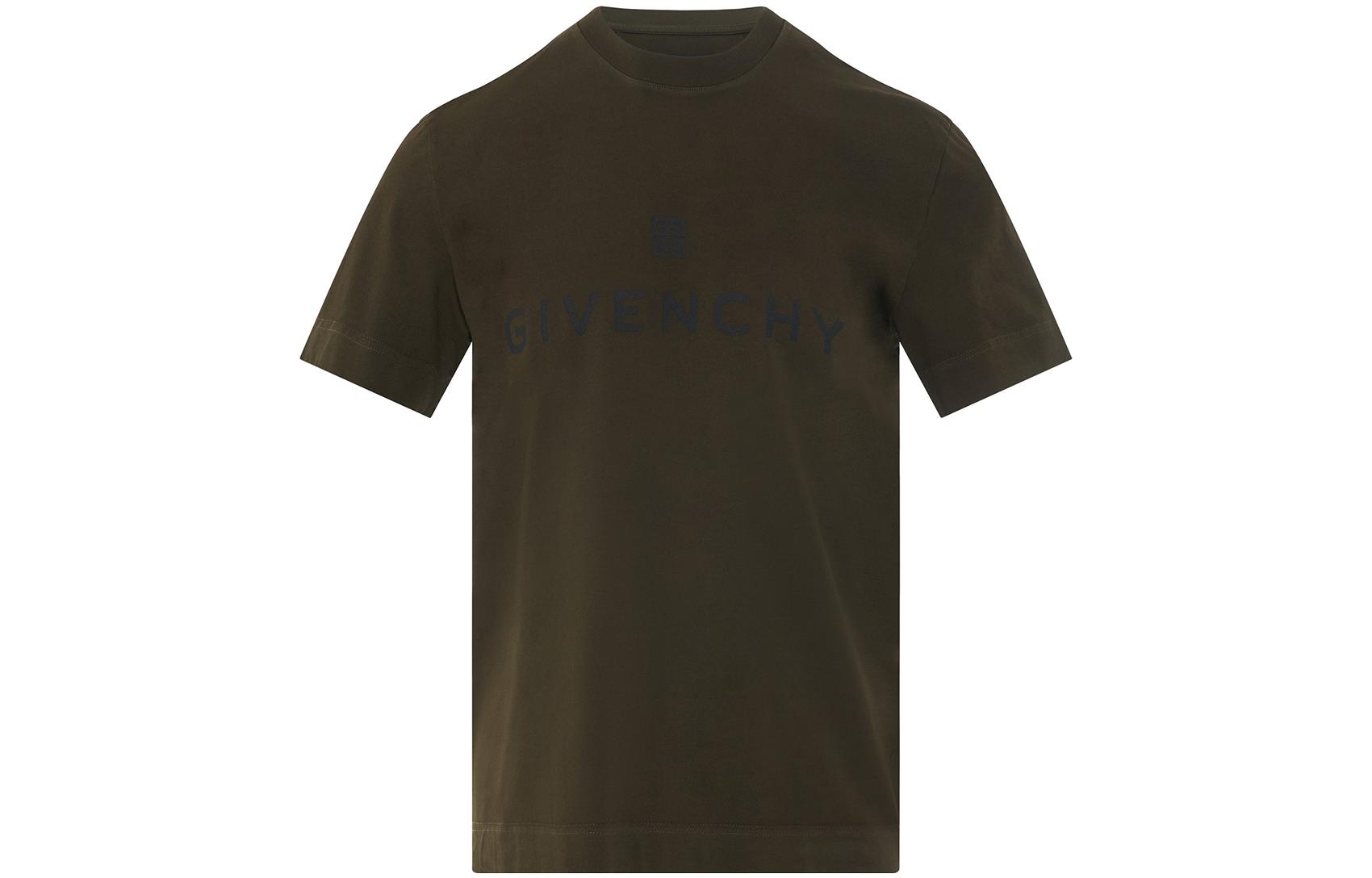 GIVENCHY FW22 Brown Logo Print Crew Neck Short-Sleeve T-Shirt for Men. BM716G3Y7N309 圖 2