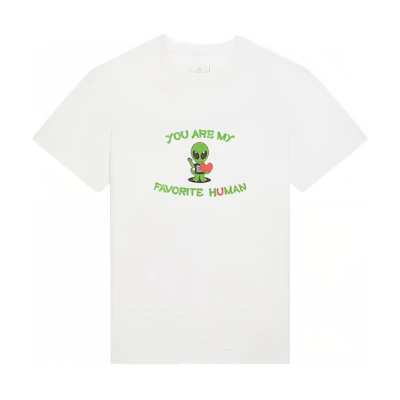 Givenchy FW22 Cartoon Letter Graphic White Crewneck T-Shirt Mens. BM71DU3Y6B-100