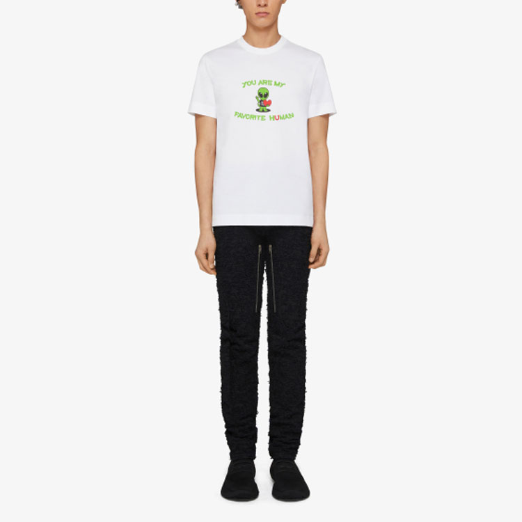 Givenchy FW22 Cartoon Letter Graphic White Crewneck T-Shirt Mens. BM71DU3Y6B-100 圖 3